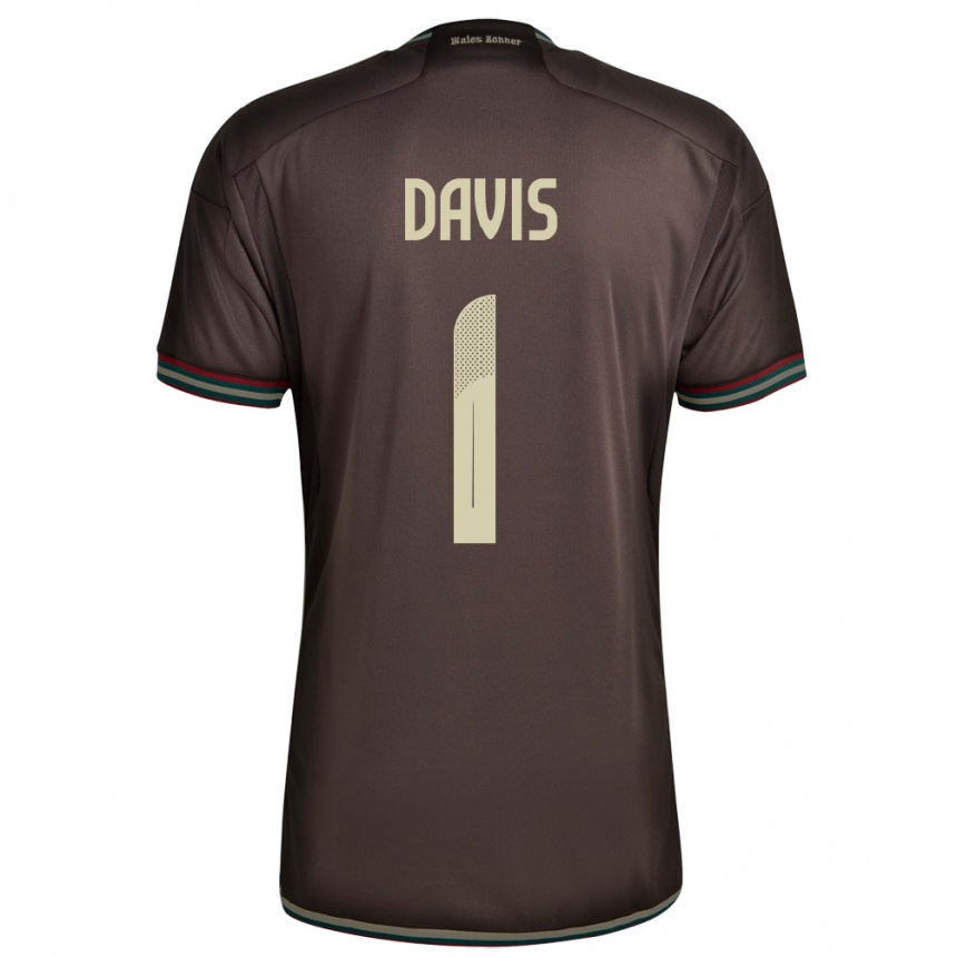 Kids Football Jamaica Shaquan Davis #1 Night Brown Away Jersey 24-26 T-Shirt Za