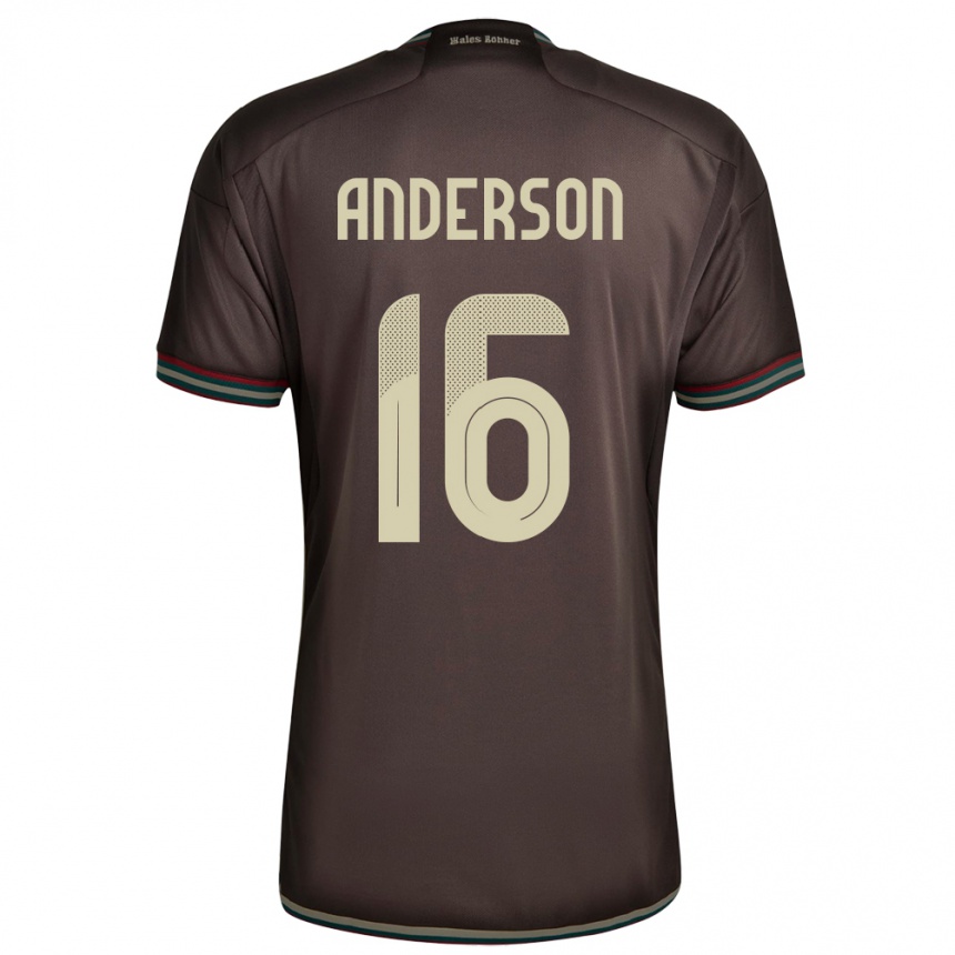 Kids Football Jamaica Karoy Anderson #16 Night Brown Away Jersey 24-26 T-Shirt Za