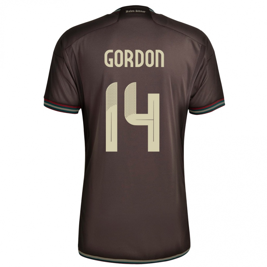 Kids Football Jamaica Ashton Gordon #14 Night Brown Away Jersey 24-26 T-Shirt Za