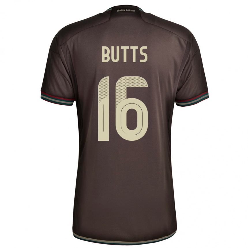 Kids Football Jamaica Njeri Butts #16 Night Brown Away Jersey 24-26 T-Shirt Za