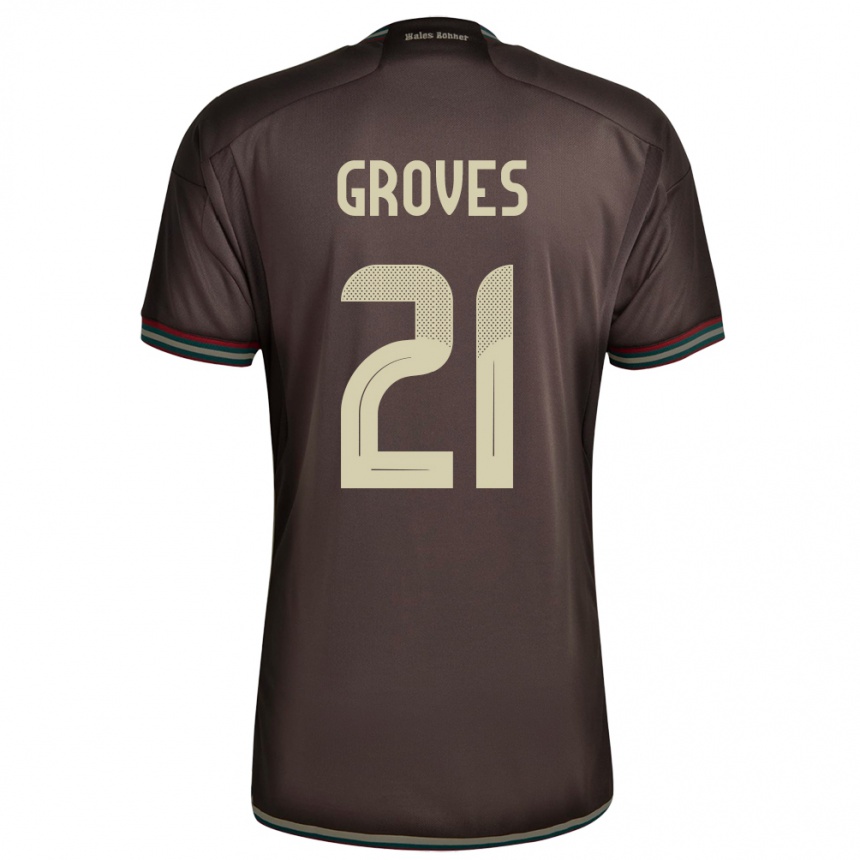 Kids Football Jamaica Isreala Groves #21 Night Brown Away Jersey 24-26 T-Shirt Za