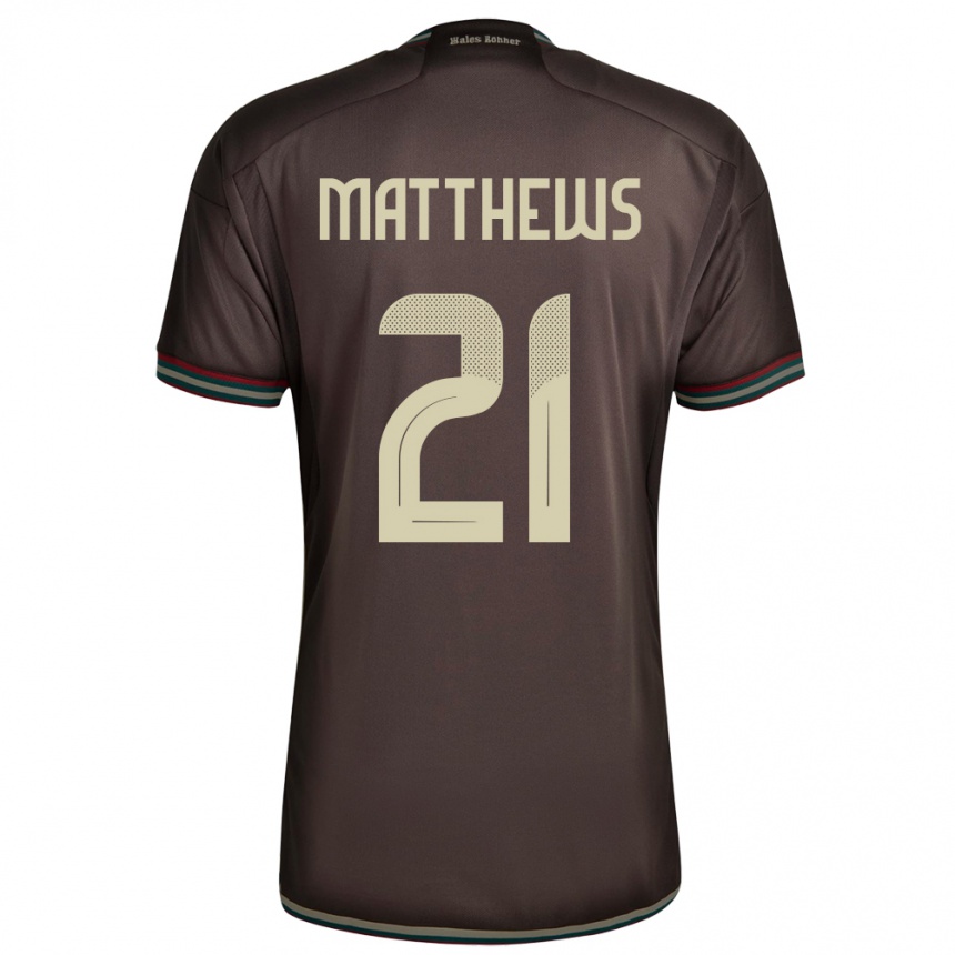 Kids Football Jamaica Cheyna Matthews #21 Night Brown Away Jersey 24-26 T-Shirt Za