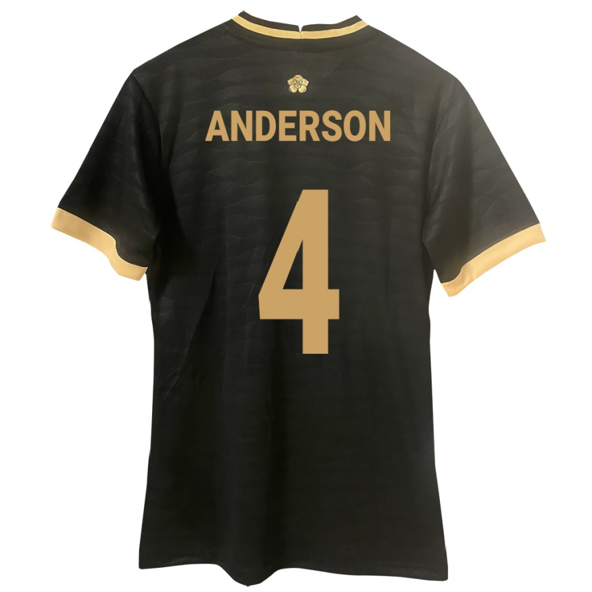 Kids Football Panama Eduardo Anderson #4 Black Away Jersey 24-26 T-Shirt Za