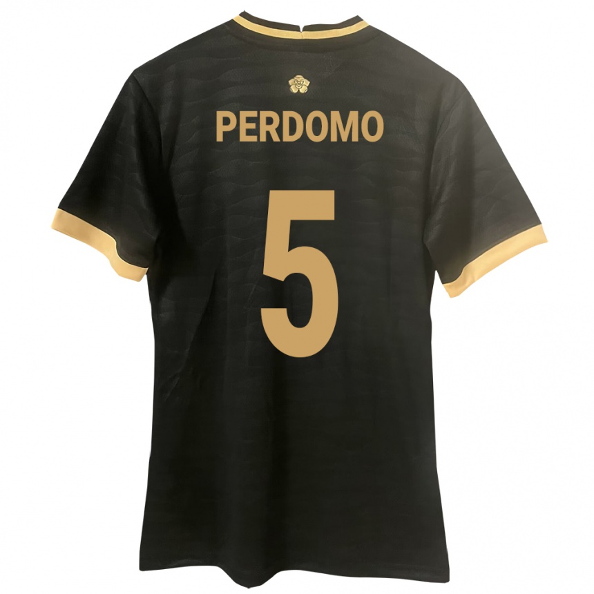 Kids Football Panama Reyniel Perdomo #5 Black Away Jersey 24-26 T-Shirt Za