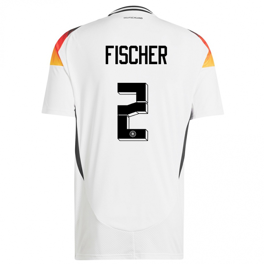 Men Football Germany Kilian Fischer #2 White Home Jersey 24-26 T-Shirt Za