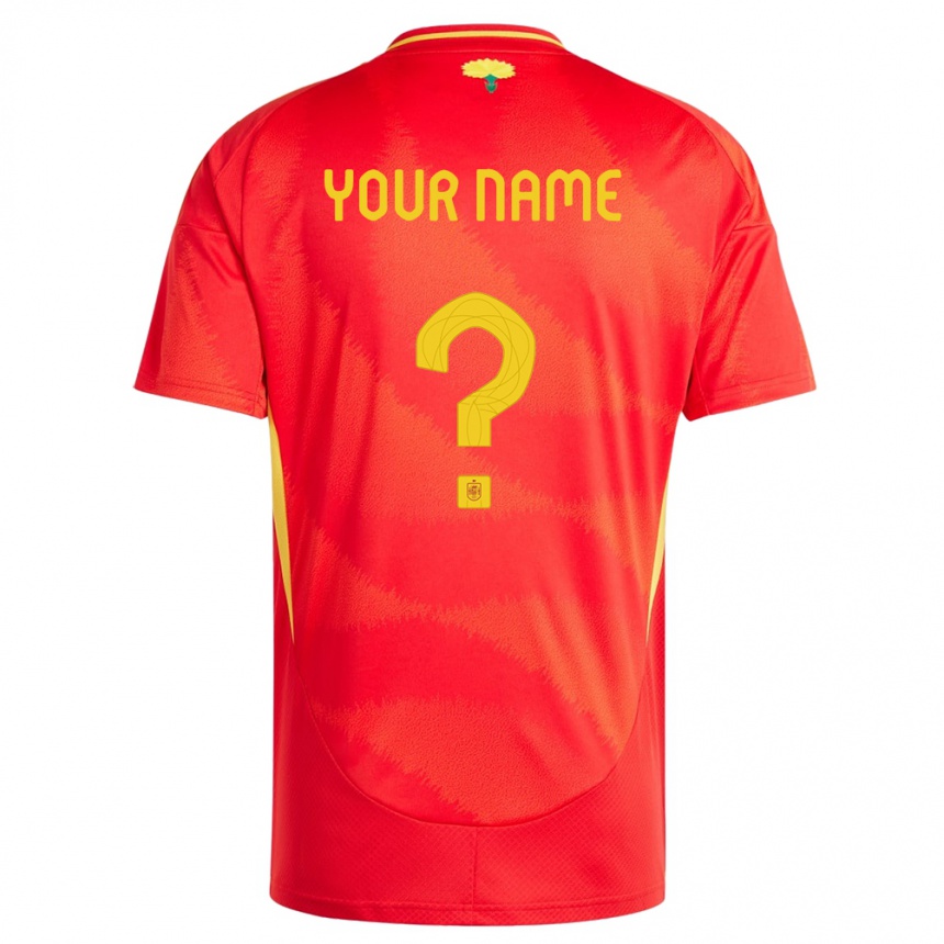 Men Football Spain Your Name #0 Red Home Jersey 24-26 T-Shirt Za