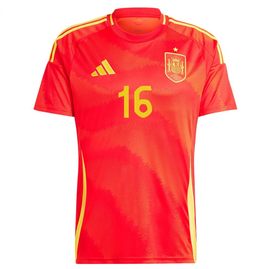 Men Football Spain Rodri #16 Red Home Jersey 24-26 T-Shirt Za