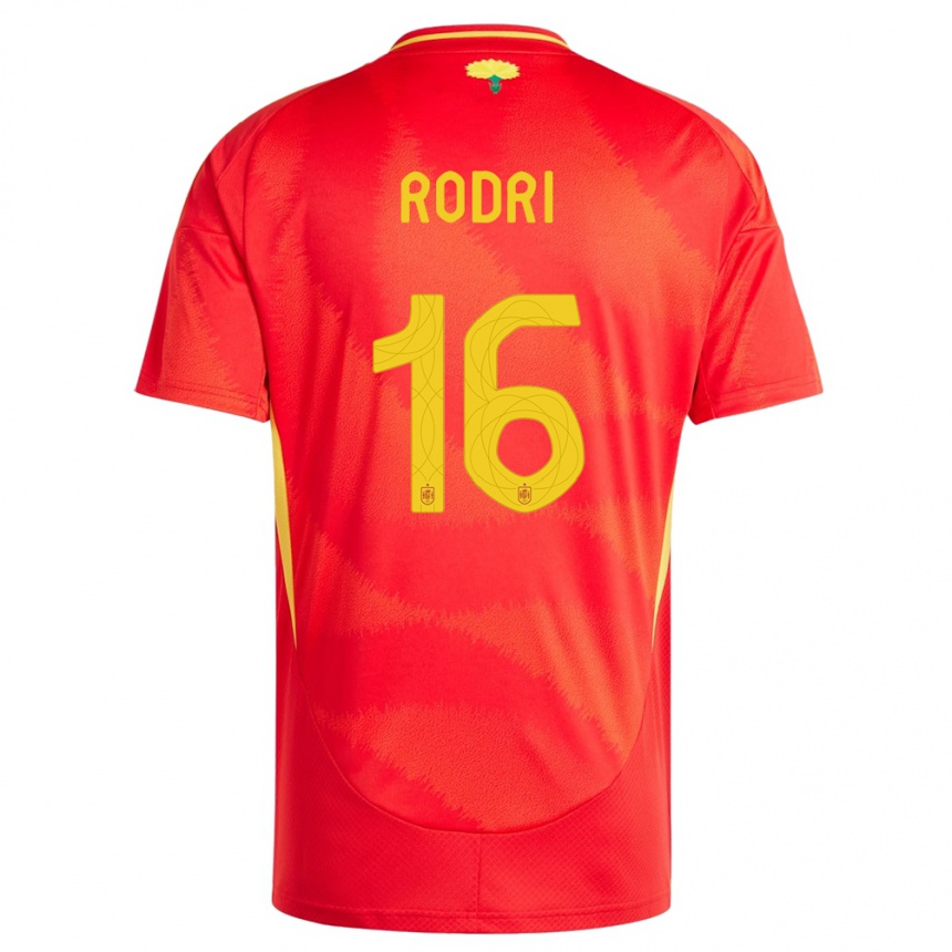 Men Football Spain Rodri #16 Red Home Jersey 24-26 T-Shirt Za