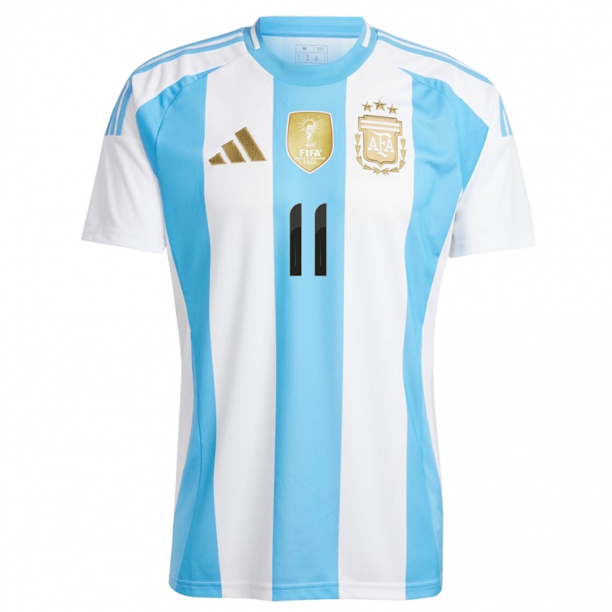 Men Football Argentina Ezequiel Barco #11 White Blue Home Jersey 24-26 T-Shirt Za