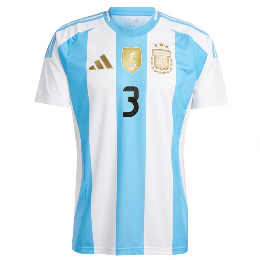 Men Football Argentina Julian Aude #3 White Blue Home Jersey 24-26 T-Shirt Za