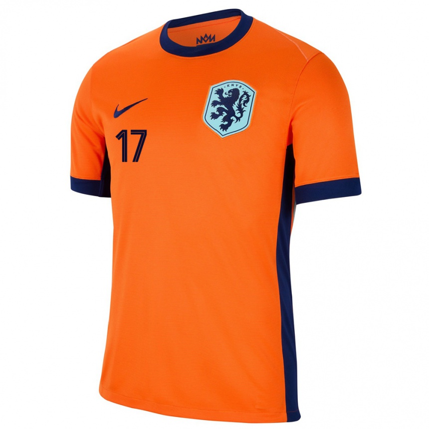 Men Football Netherlands Jaydon Banel #17 Orange Home Jersey 24-26 T-Shirt Za