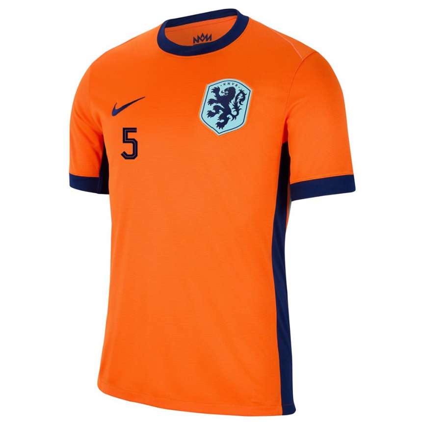 Men Football Netherlands Lynn Wilms #5 Orange Home Jersey 24-26 T-Shirt Za