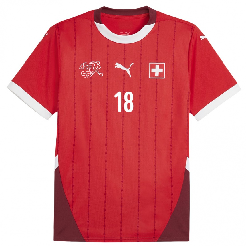 Men Football Switzerland Admir Mehmedi #18 Red Home Jersey 24-26 T-Shirt Za