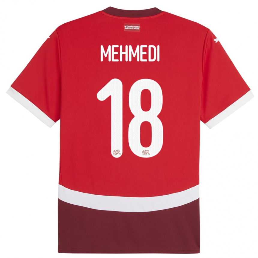 Men Football Switzerland Admir Mehmedi #18 Red Home Jersey 24-26 T-Shirt Za