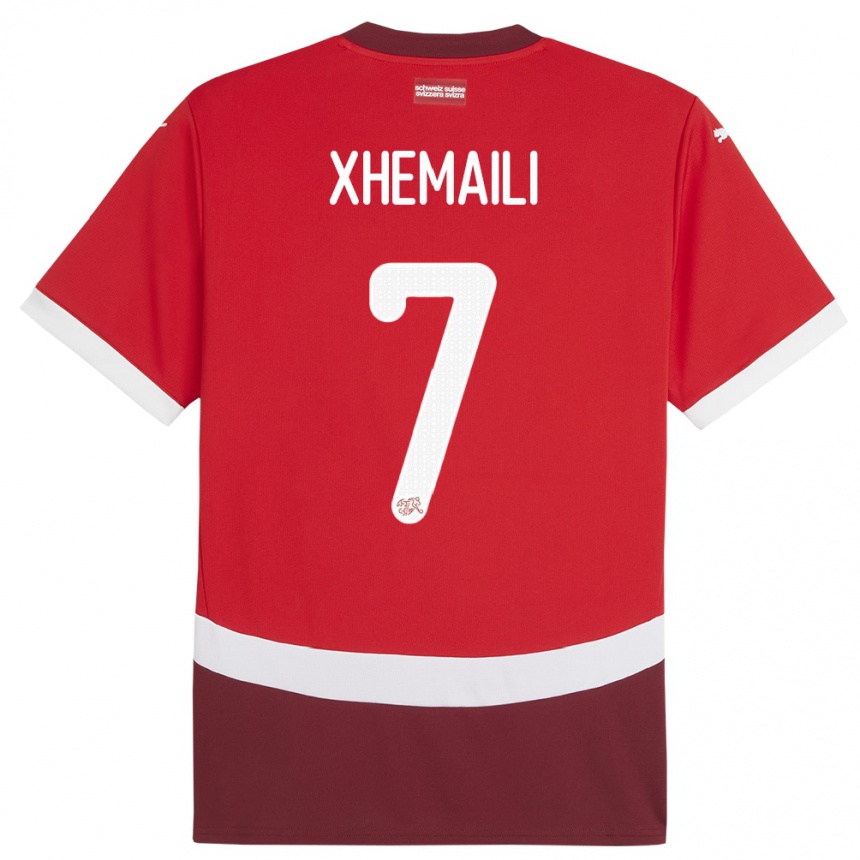 Men Football Switzerland Riola Xhemaili #7 Red Home Jersey 24-26 T-Shirt Za