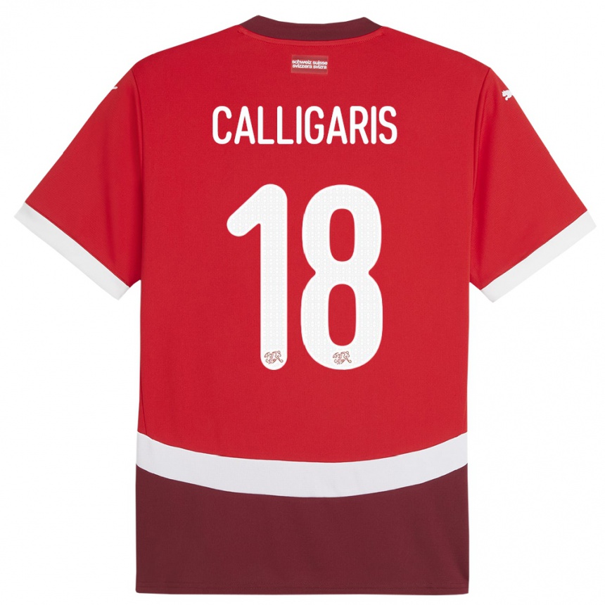 Men Football Switzerland Viola Calligaris #18 Red Home Jersey 24-26 T-Shirt Za