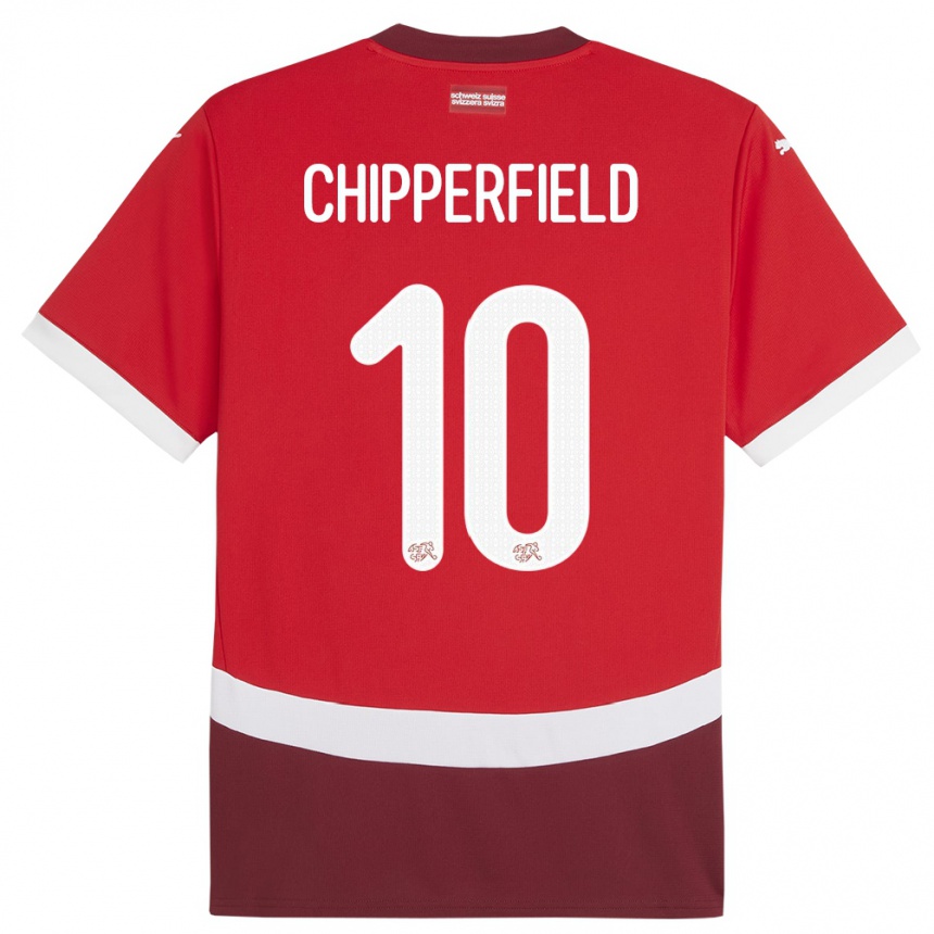 Men Football Switzerland Liam Chipperfield #10 Red Home Jersey 24-26 T-Shirt Za