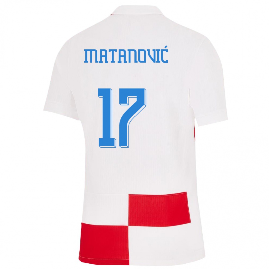 Men Football Croatia Igor Matanovic #17 White Red Home Jersey 24-26 T-Shirt Za