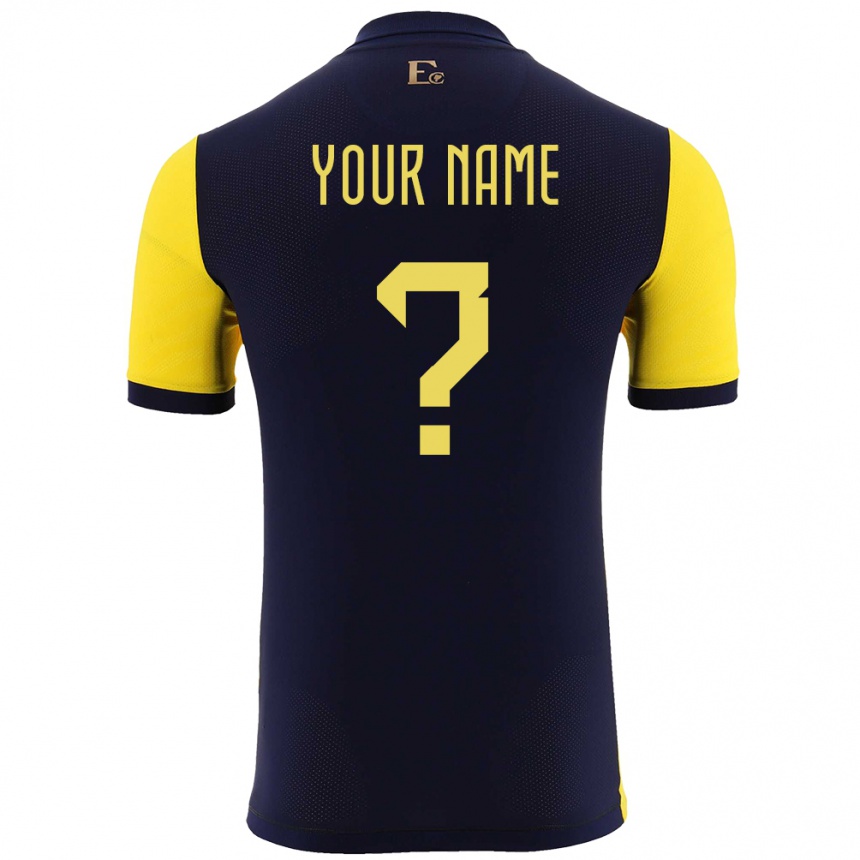 Men Football Ecuador Your Name #0 Yellow Home Jersey 24-26 T-Shirt Za