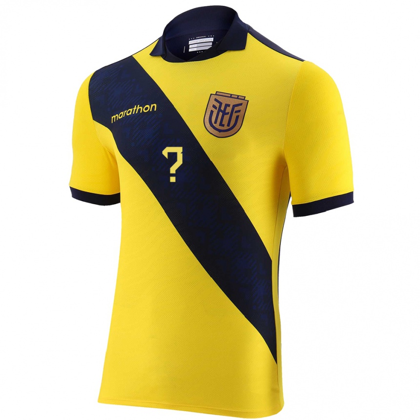 Men Football Ecuador Your Name #0 Yellow Home Jersey 24-26 T-Shirt Za