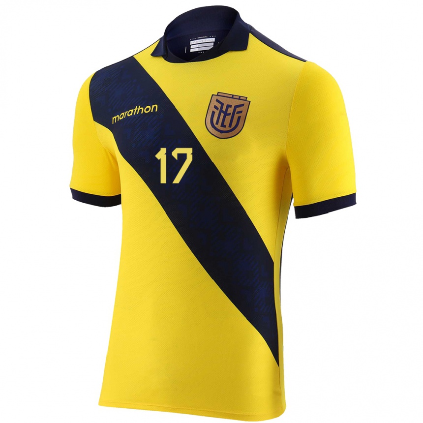 Men Football Ecuador Karen Flores #17 Yellow Home Jersey 24-26 T-Shirt Za