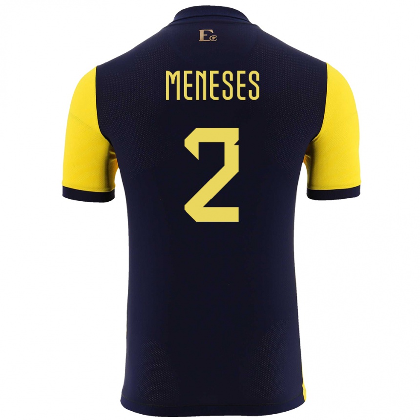 Men Football Ecuador Randy Meneses #2 Yellow Home Jersey 24-26 T-Shirt Za