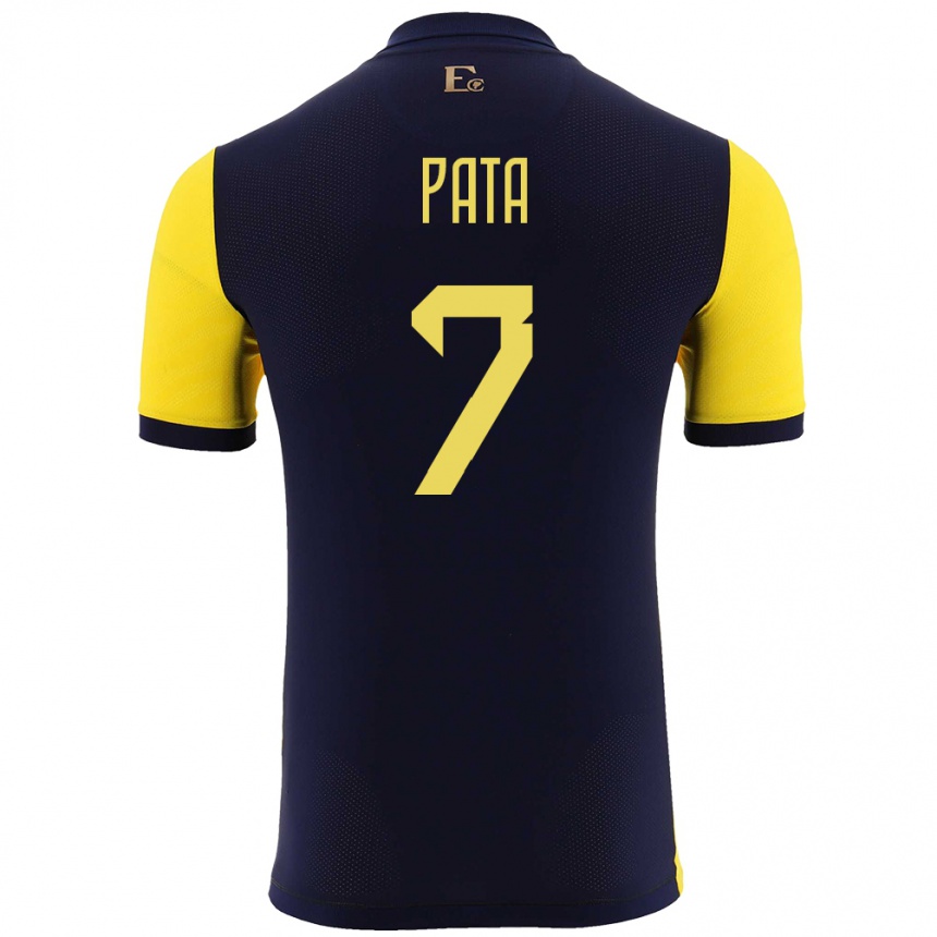 Men Football Ecuador Emerson Pata #7 Yellow Home Jersey 24-26 T-Shirt Za