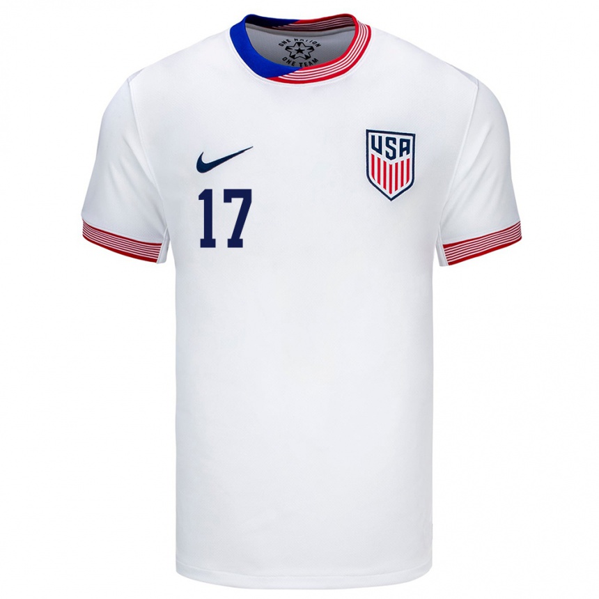 Men Football United States Brian Gutierrez #17 White Home Jersey 24-26 T-Shirt Za