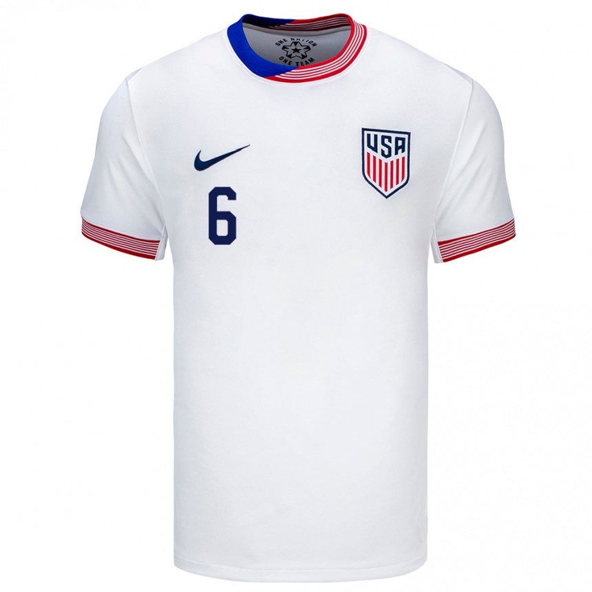 Men Football United States Kobi Henry #6 White Home Jersey 24-26 T-Shirt Za