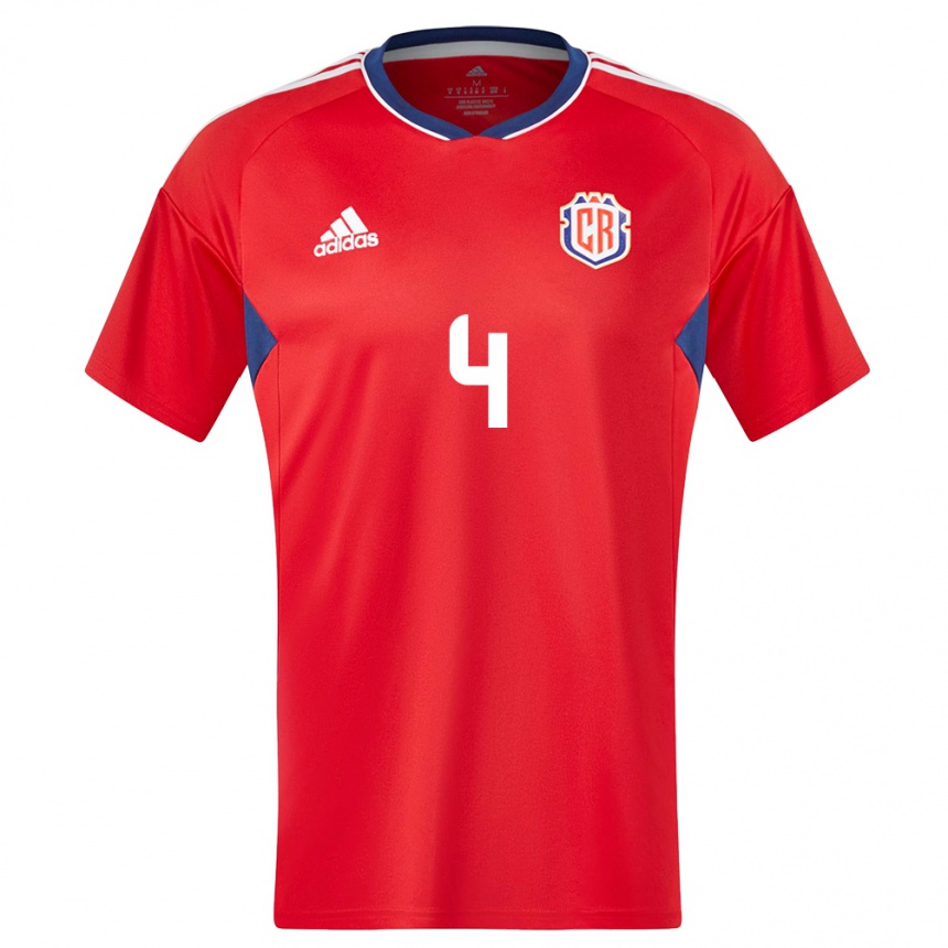 Men Football Costa Rica Keysher Fuller #4 Red Home Jersey 24-26 T-Shirt Za