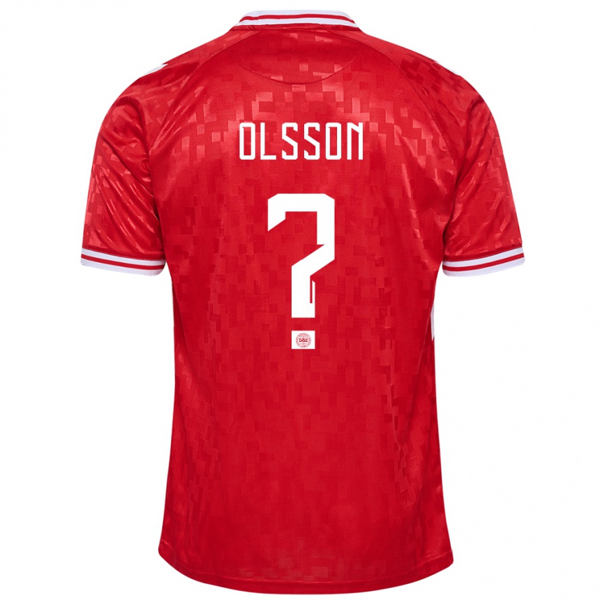 Men Football Denmark Cornelius Olsson #0 Red Home Jersey 24-26 T-Shirt Za