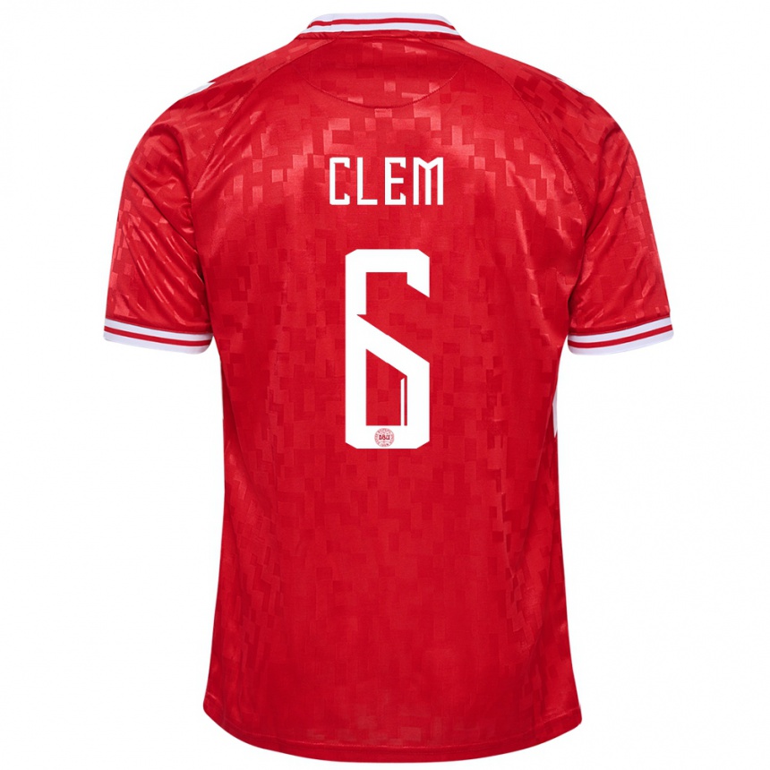 Men Football Denmark William Clem #6 Red Home Jersey 24-26 T-Shirt Za