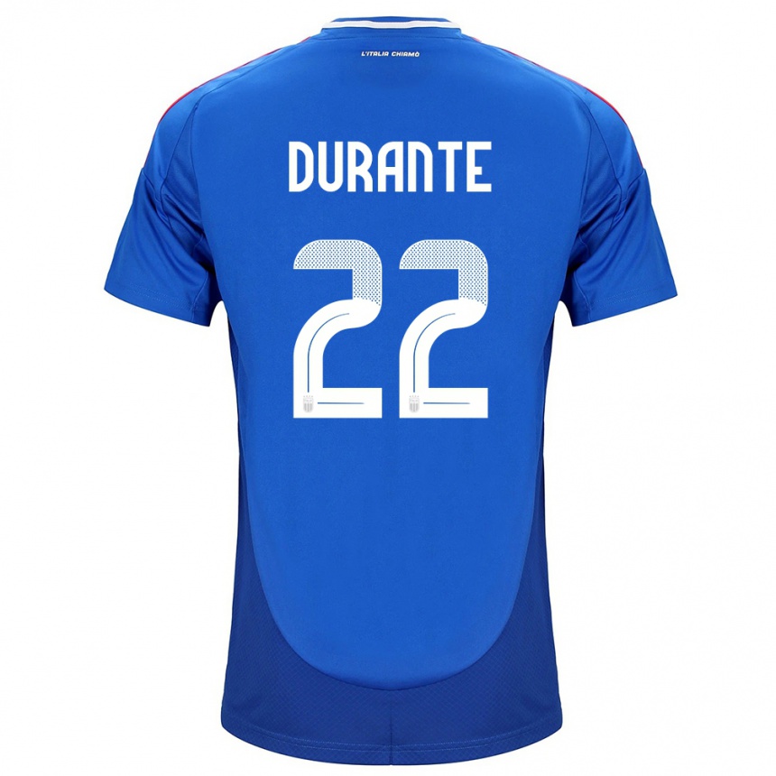 Men Football Italy Francesca Durante #22 Blue Home Jersey 24-26 T-Shirt Za