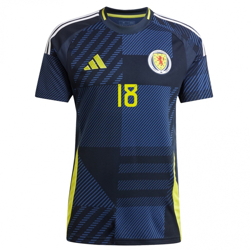 Men Football Scotland Lewis Ferguson #18 Dark Blue Home Jersey 24-26 T-Shirt Za