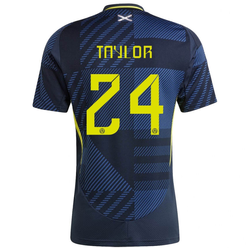 Men Football Scotland Greg Taylor #24 Dark Blue Home Jersey 24-26 T-Shirt Za