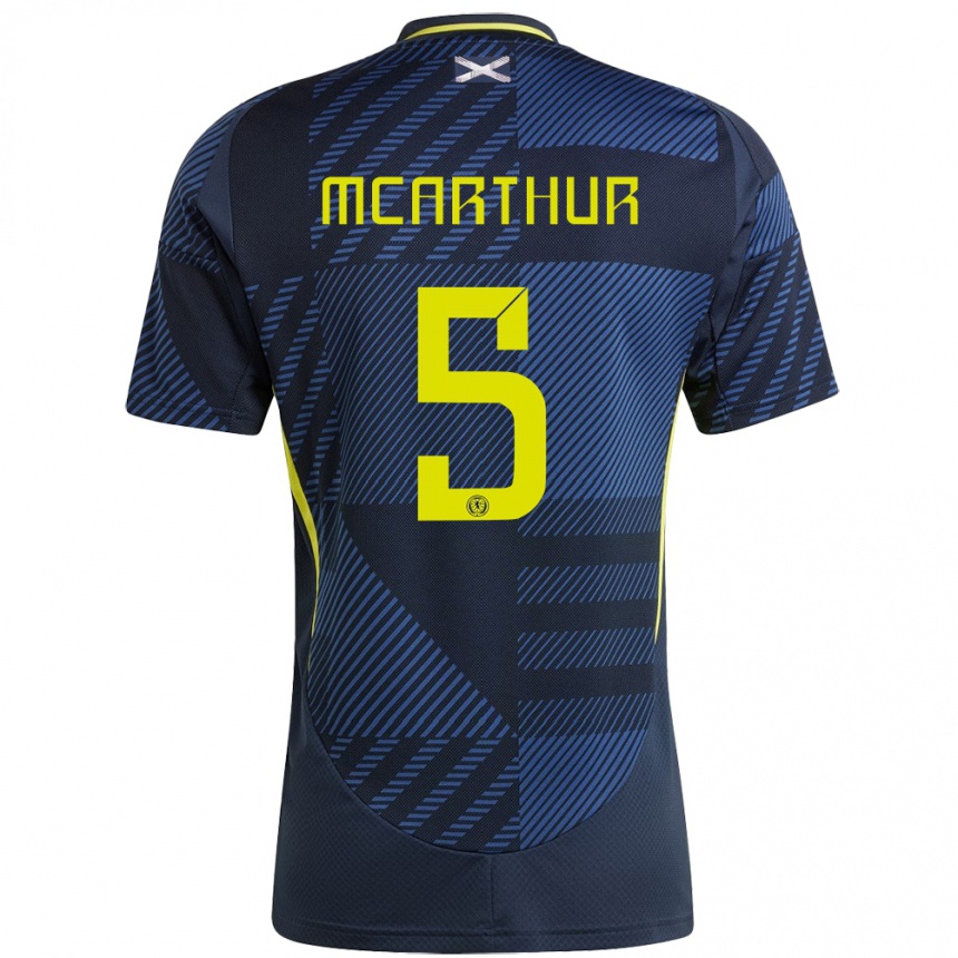 Men Football Scotland Charlie Mcarthur #5 Dark Blue Home Jersey 24-26 T-Shirt Za