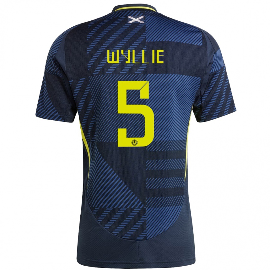 Men Football Scotland Jack Wyllie #5 Dark Blue Home Jersey 24-26 T-Shirt Za