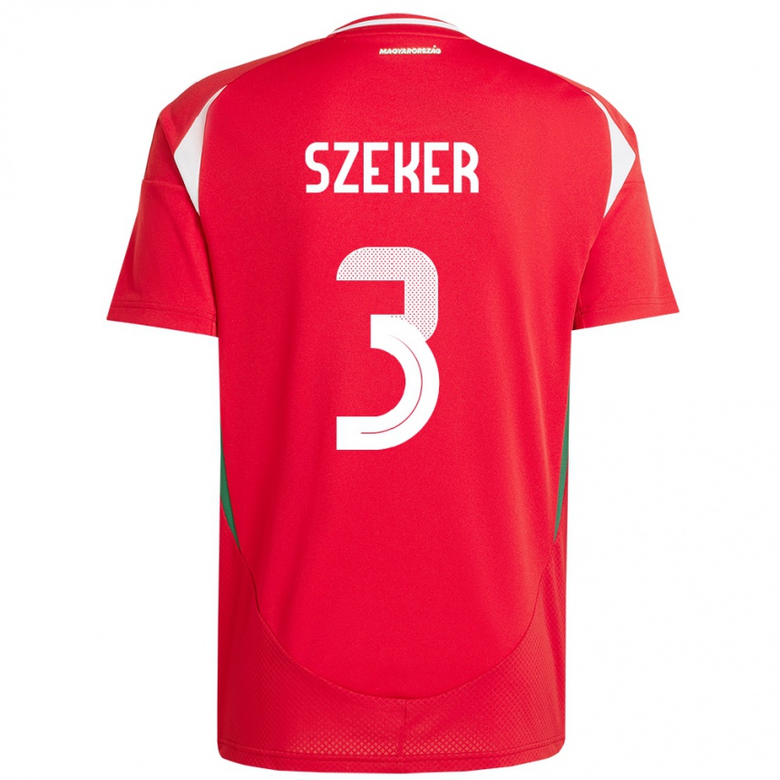 Men Football Hungary Botond Szekér #3 Red Home Jersey 24-26 T-Shirt Za