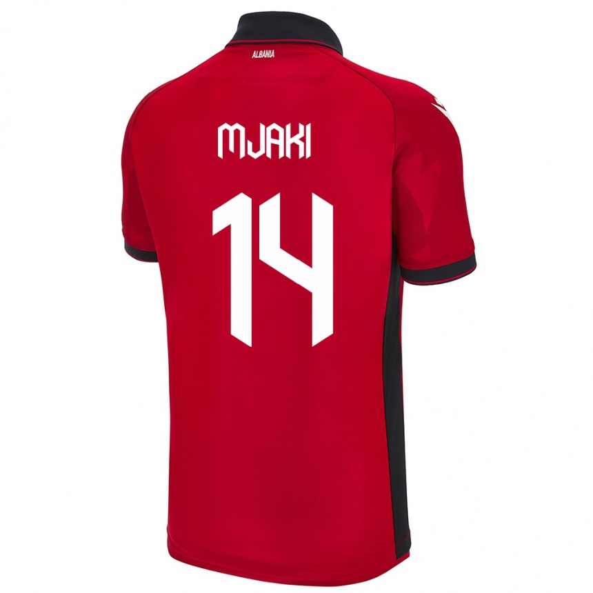 Men Football Albania Agan Mjaki #14 Red Home Jersey 24-26 T-Shirt Za