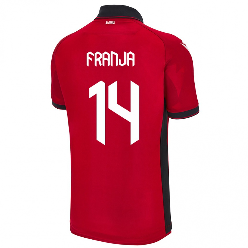 Men Football Albania Ezmiralda Franja #14 Red Home Jersey 24-26 T-Shirt Za