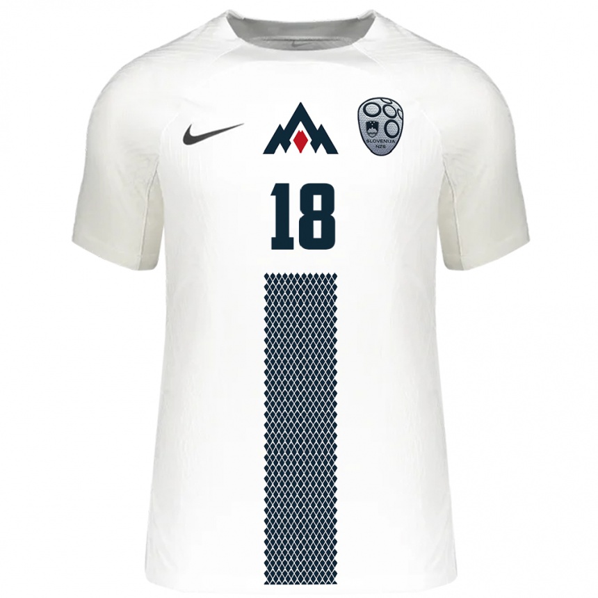 Men Football Slovenia Luka Mlakar #18 White Home Jersey 24-26 T-Shirt Za