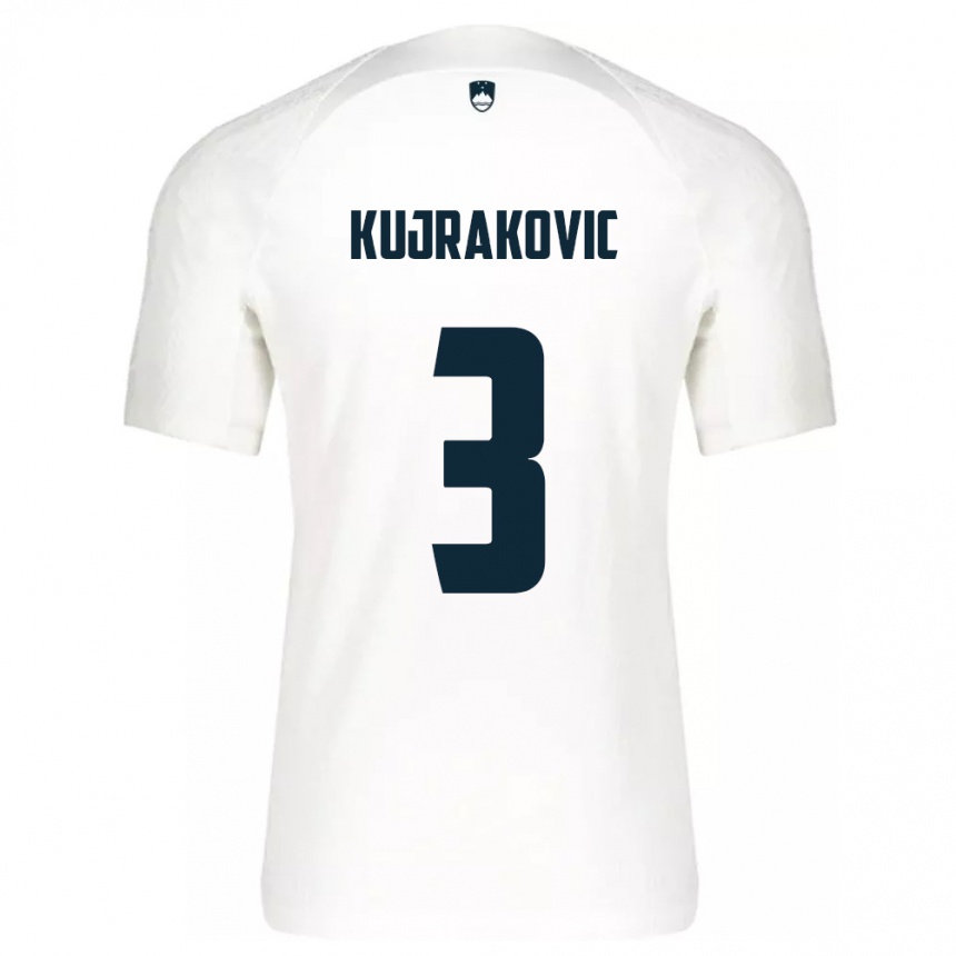 Men Football Slovenia Minel Kujrakovic #3 White Home Jersey 24-26 T-Shirt Za