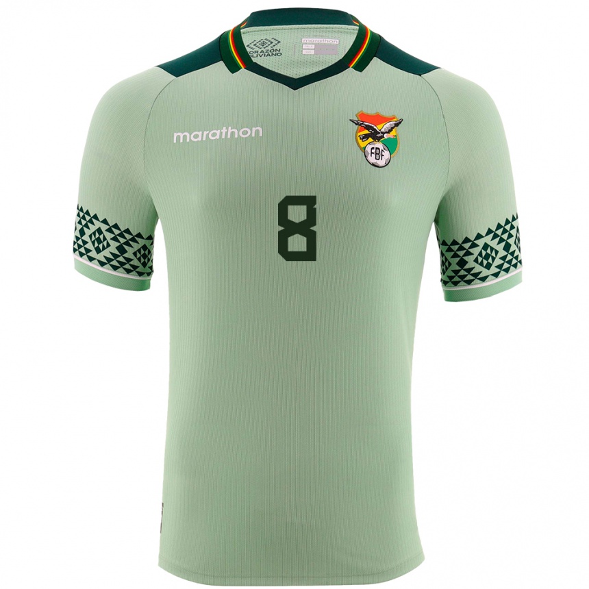 Men Football Bolivia Jairo Rojas #8 Light Green Home Jersey 24-26 T-Shirt Za