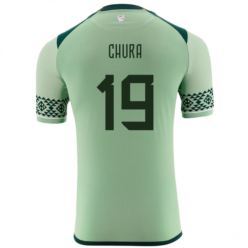 Men Football Bolivia Jeyson Chura #19 Light Green Home Jersey 24-26 T-Shirt Za