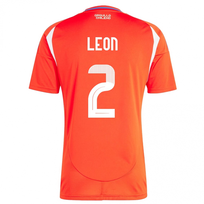 Men Football Chile Maicol León #2 Red Home Jersey 24-26 T-Shirt Za