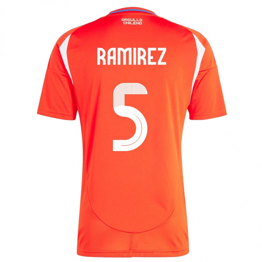 Men Football Chile Fernanda Ramírez #5 Red Home Jersey 24-26 T-Shirt Za