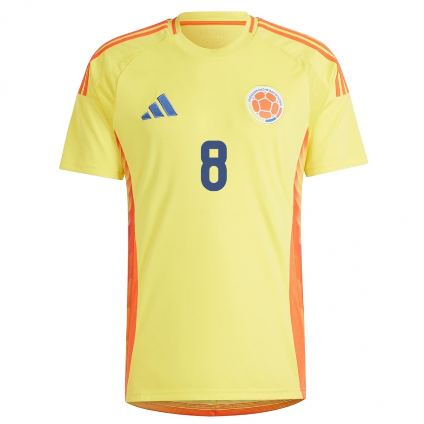 Men Football Colombia Natalia Hernández #8 Yellow Home Jersey 24-26 T-Shirt Za