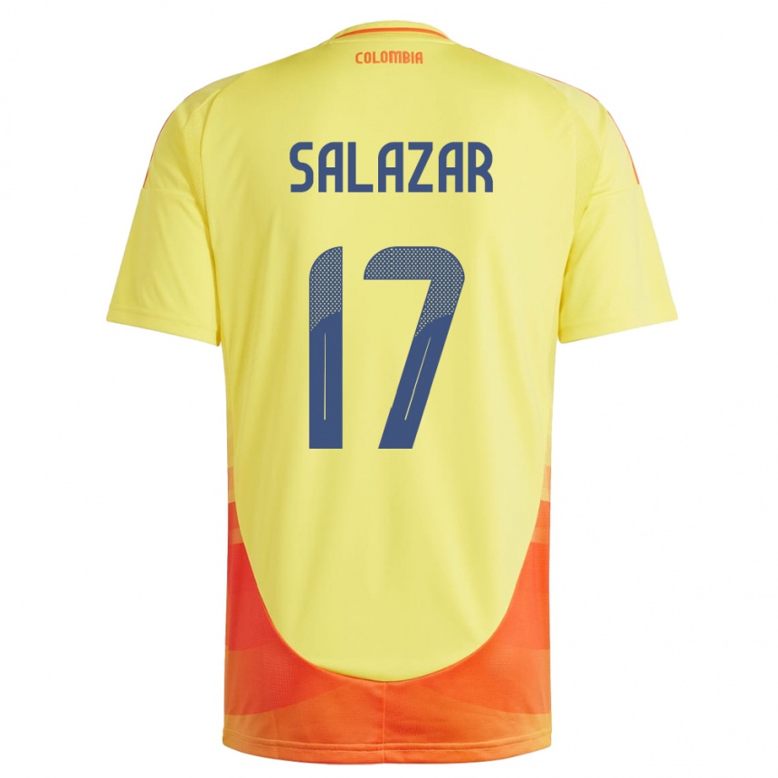 Men Football Colombia Andrés Salazar #17 Yellow Home Jersey 24-26 T-Shirt Za