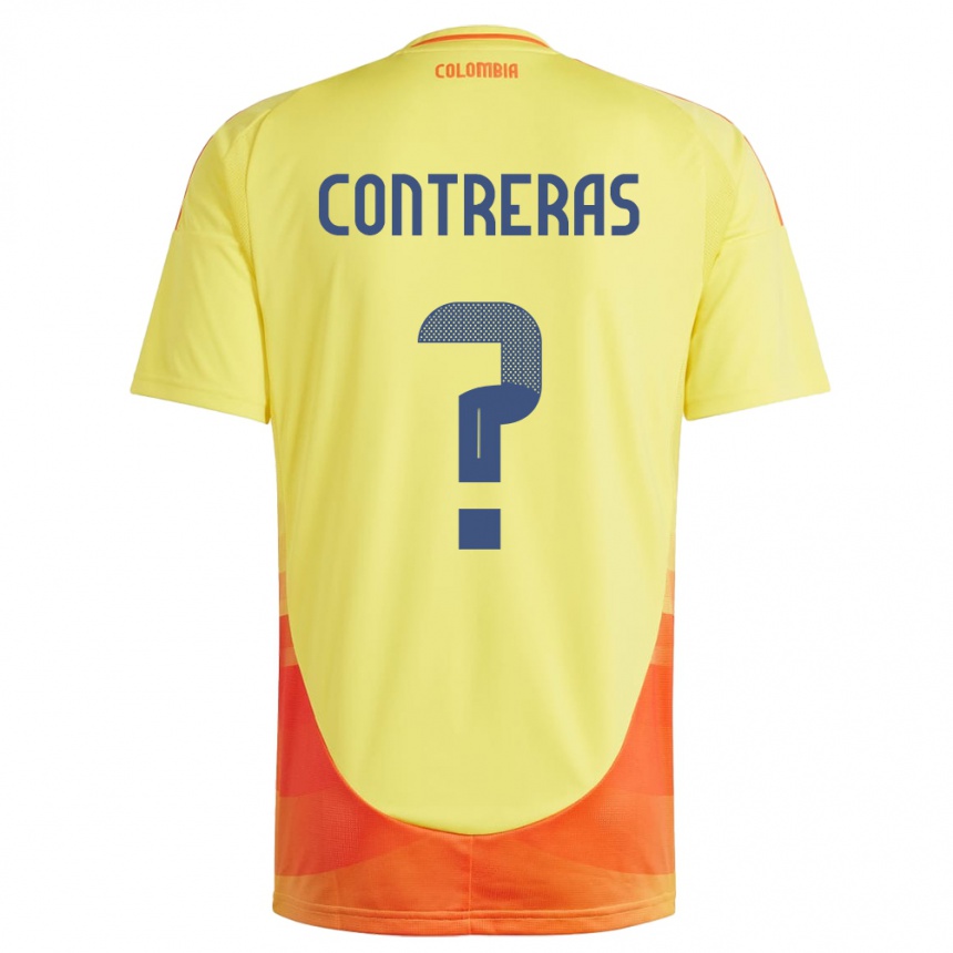 Men Football Colombia David Contreras #0 Yellow Home Jersey 24-26 T-Shirt Za