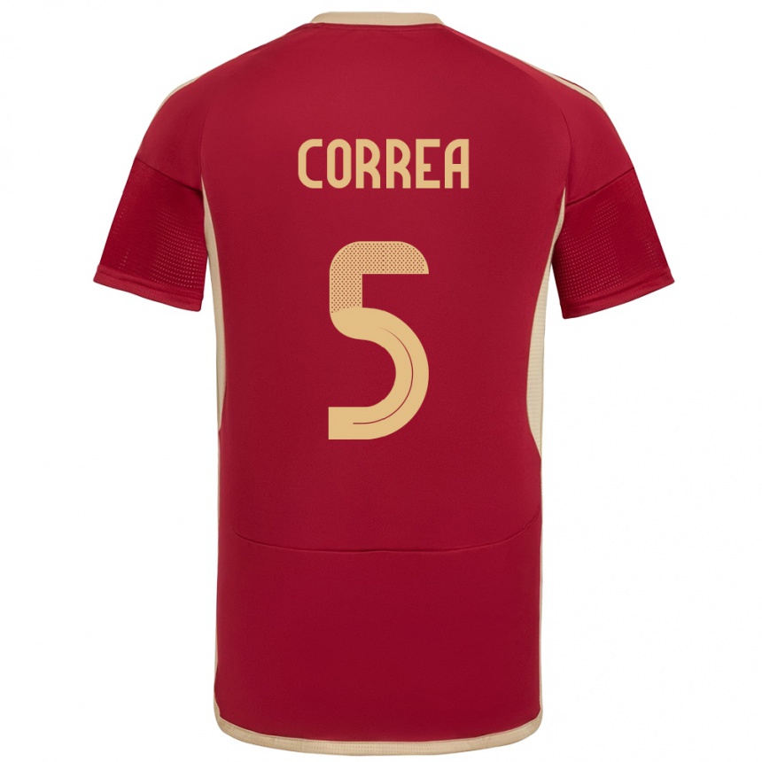 Men Football Venezuela José Correa #5 Burgundy Home Jersey 24-26 T-Shirt Za